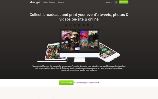 Sharypic | Collectez, diffusez et imprimez en direct les photos, vidéos & tweets de votre évènement